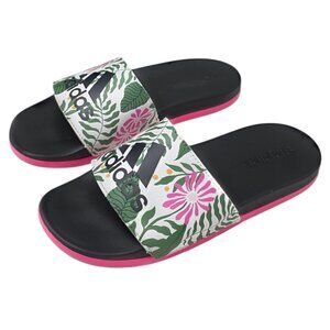 Adidas Girls Tropical Floral Slides, Slip On, Kids, Size 3, Summer, Vacation